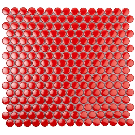 Apollo Tile Cirkel 11.46 in. x 12.4 in. Glossy Red Porcelain Mosaic Wall and Floor Tile 9.87 sqft/case, 10PK ORB88017RDGA